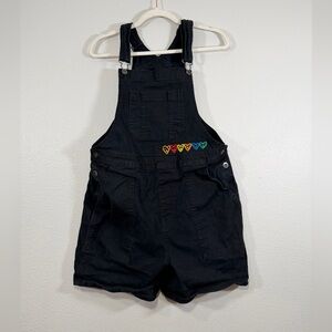 Target x Humberto Cruz Pride Short Overalls Black Denim Rainbow Hearts Women M